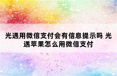 光遇用微信支付会有信息提示吗 光遇苹果怎么用微信支付